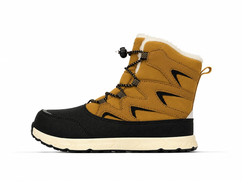 OEM/ODM wheat-tan fleece-lined snow boot with toggle lace lock and moulded rubber toe cap, manufactured by DOING Footwear (sample 11)
